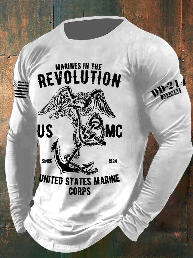 Men's Veteran Vintage Print Long Sleeve T-Shirt