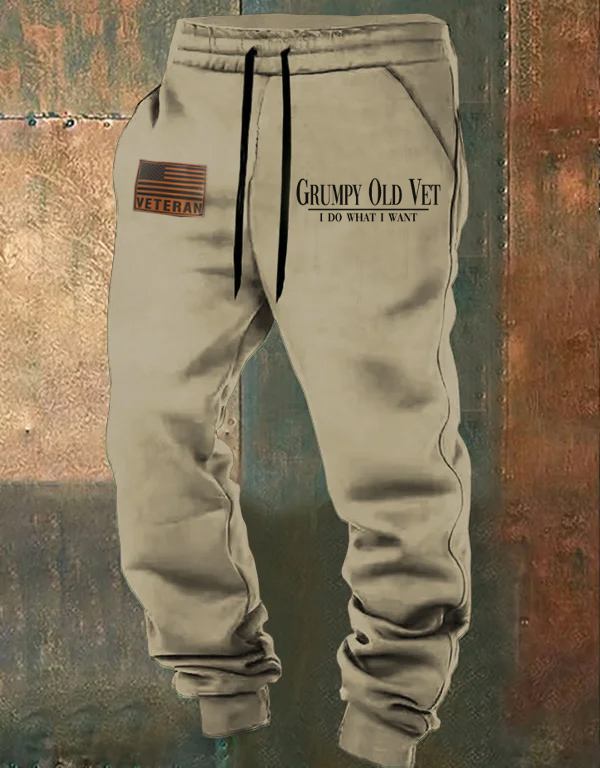 Men's Grumpy Veteran Print Casual  Casual Sweatpants