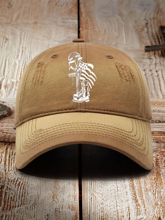 Unisex Veteran's Flag Print Baseball Cap