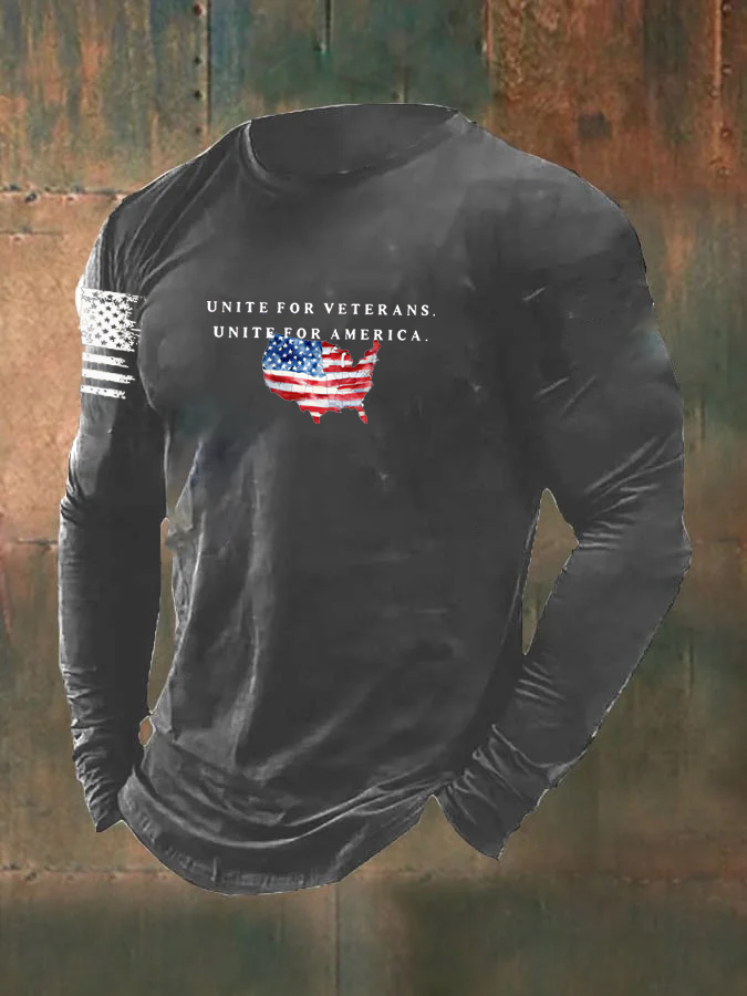 Men's Unite For Veterans Unite For America Pattern Long Sleeve T-Shirt