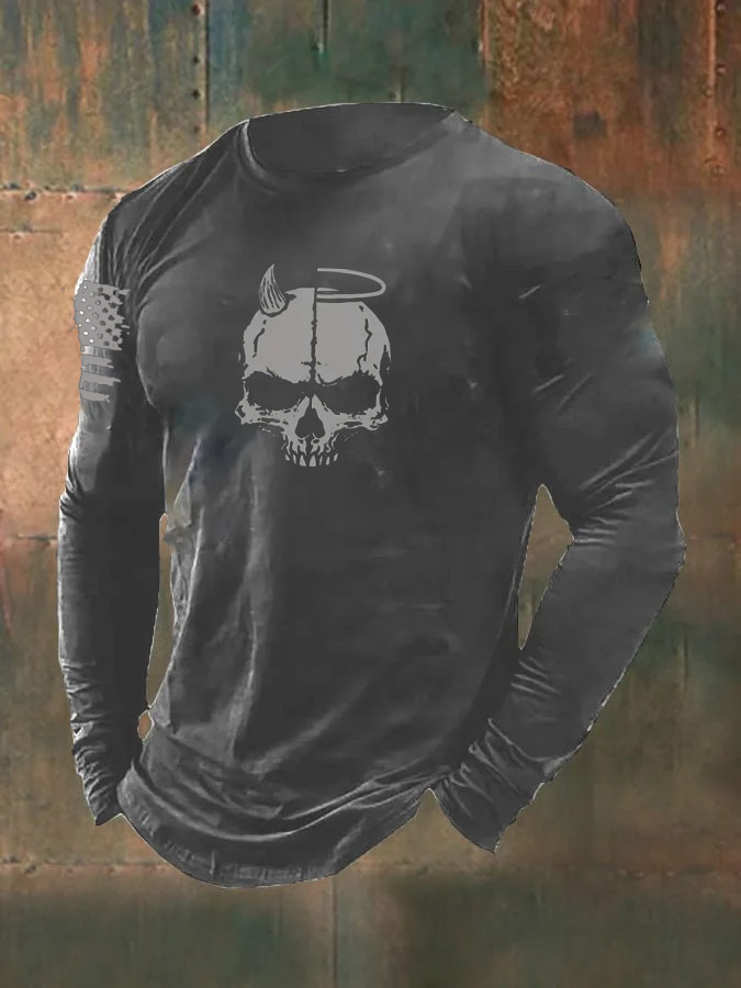 Men's Skull  Pattern Long Sleeve T-Shirt