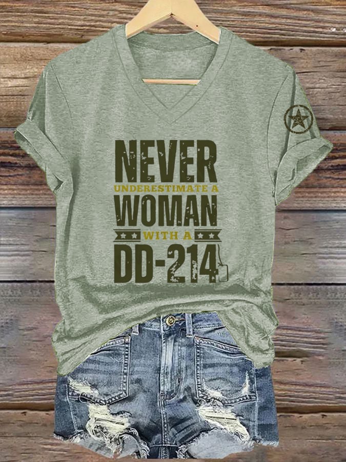 Women's Veterans Day DD-214 Printed Casual T-Shirt