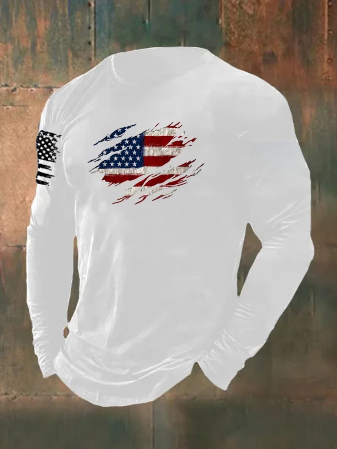 Men's  American Flag Long Sleeve T-Shirt