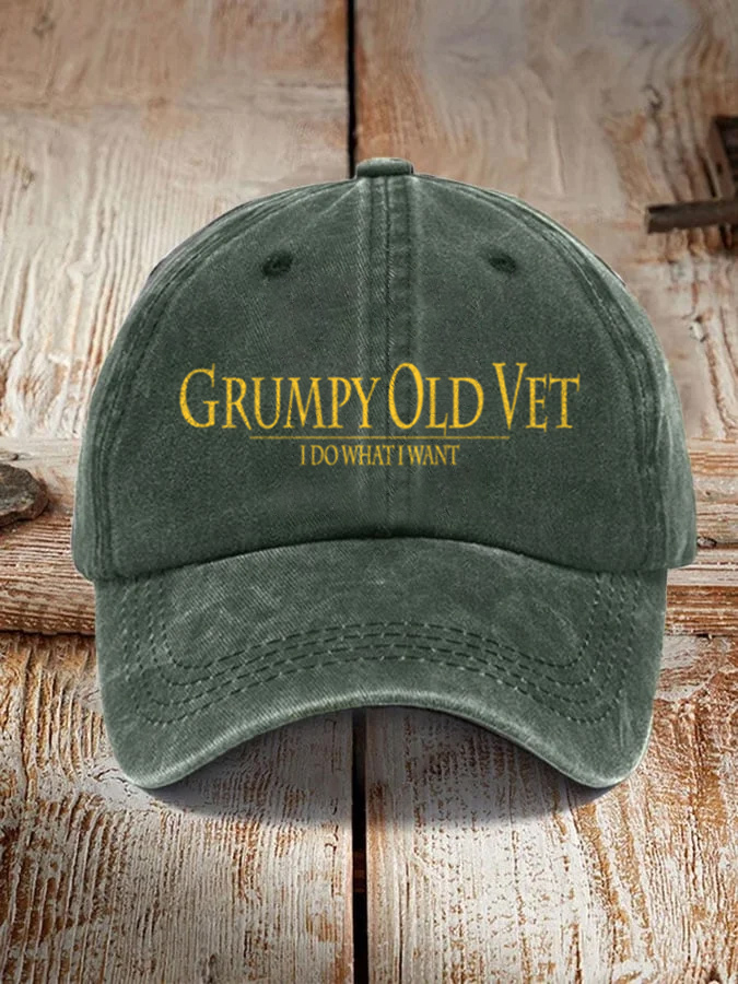Men's Vintage Grumpy OLD Vet Print Hat