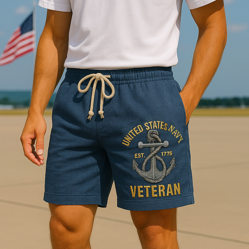 US Navy Veteran 250th Anniversary Print Shorts