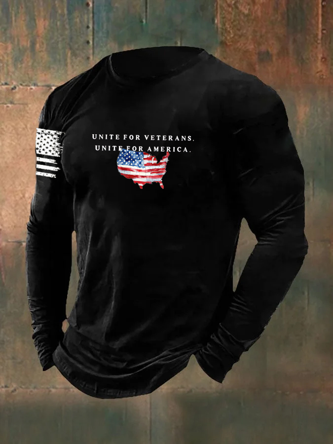 Men's Unite For Veterans Unite For America Pattern Long Sleeve T-Shirt