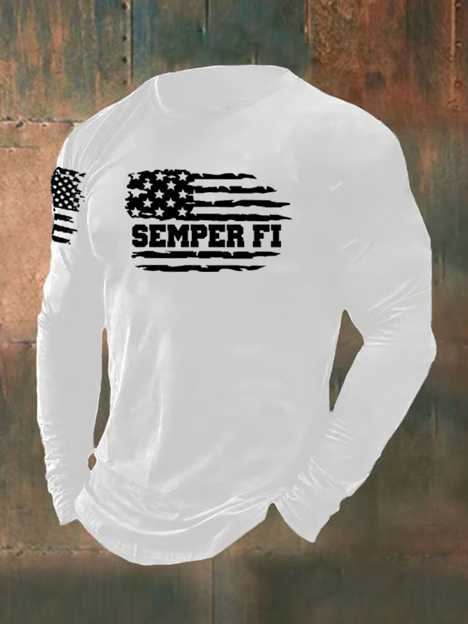 Men'S Semper  Fi Pattern Long Sleeve T-Shirt