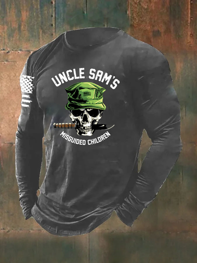 Men's Funny Skull Pattern Long Sleeve T-Shirt