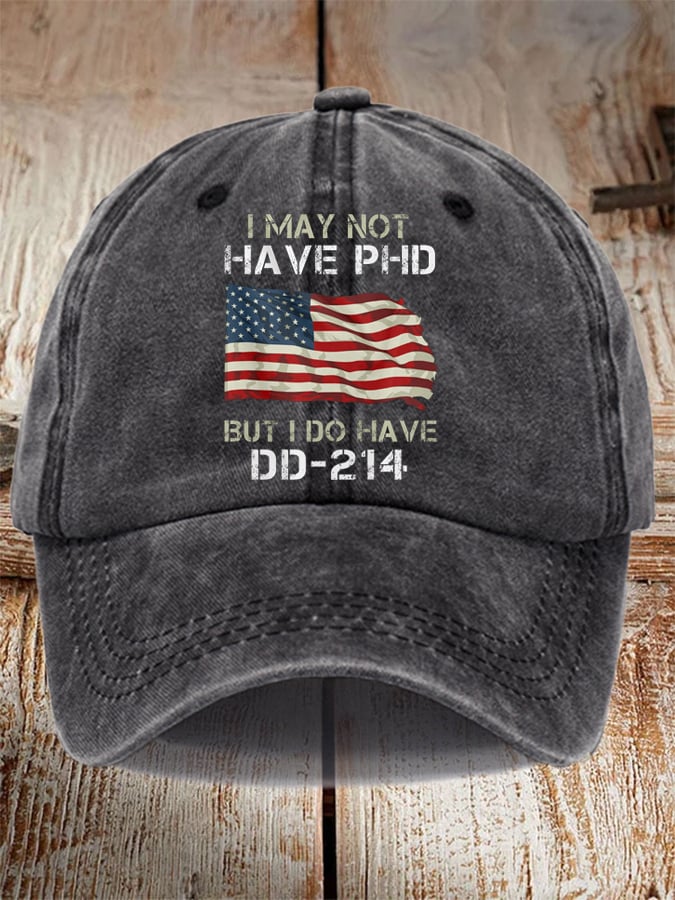 Unisex Distressed Washed Cotton Veteran Printed Hat