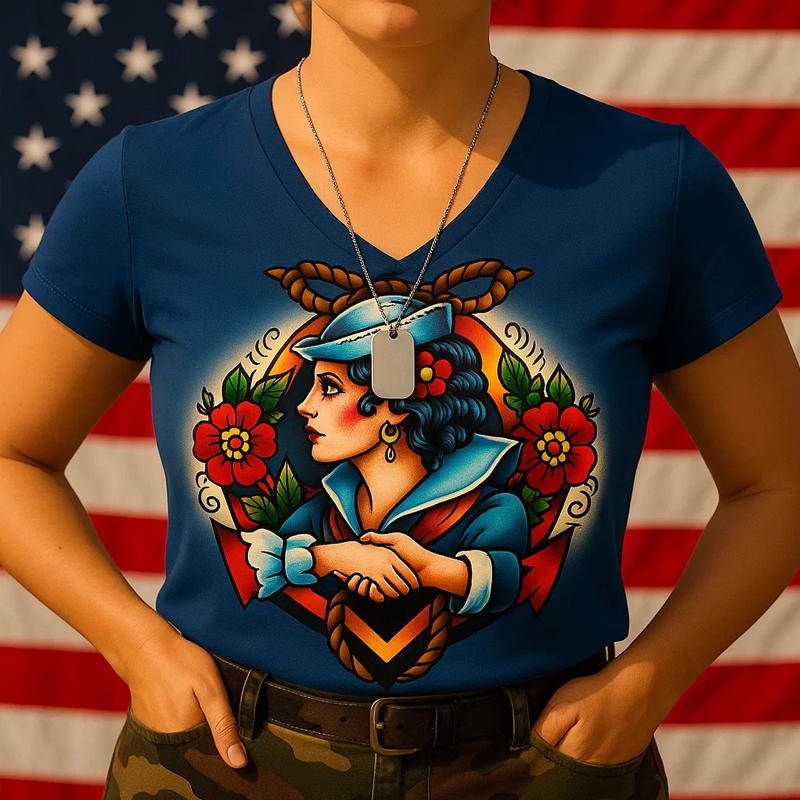 Women's US Navy 250th Anniversary Printed Casual  T-Shirt