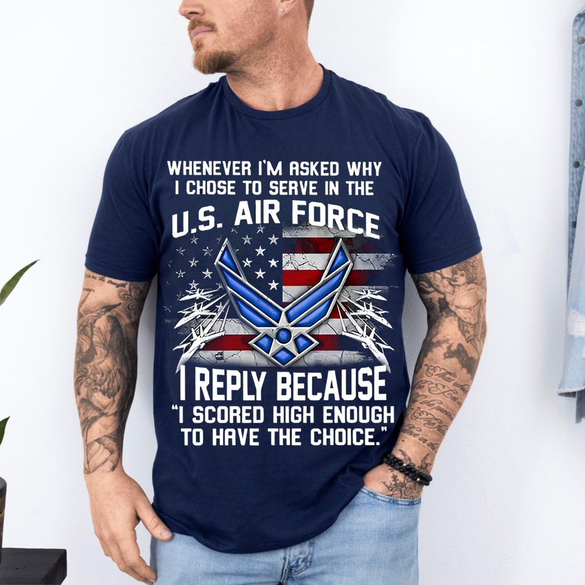 US Air Force T-Shirt for Men – American Flag & Air Force Logo Graphic Tee