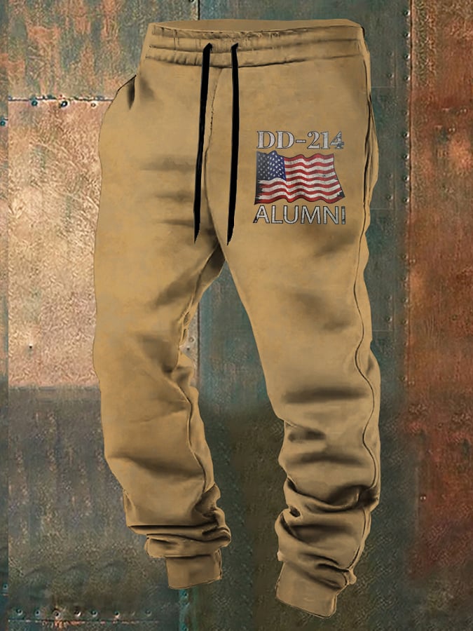 Men's Vintage Dd124 Flag Print Multicolor Sweatpants