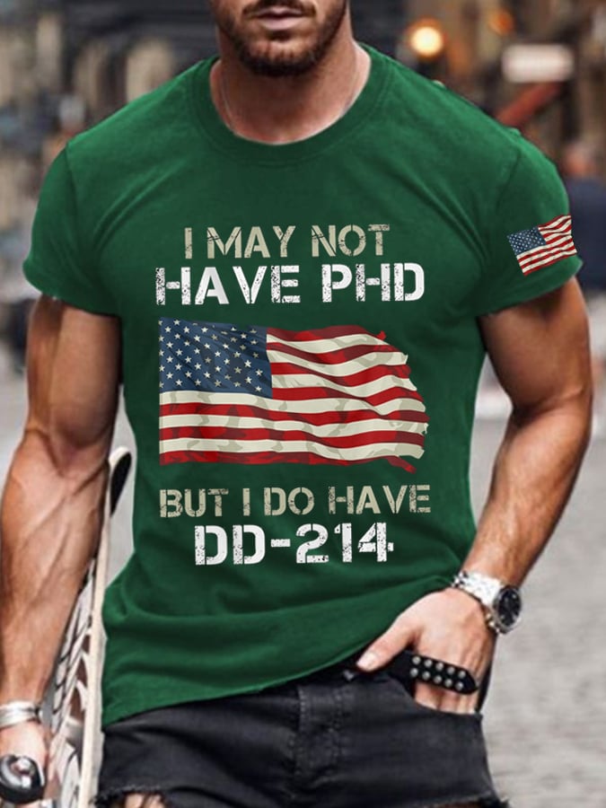 Men's Veteran Retro Print Casual T-Shirt