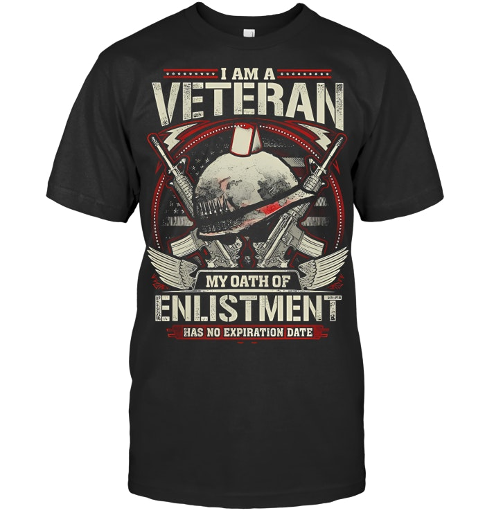 I Am A Veteran Pattern 100% Cotton T-Shirt