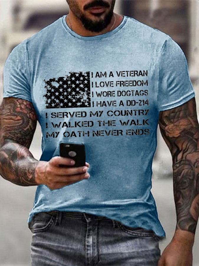 Men's Veteran flag print T-shirt