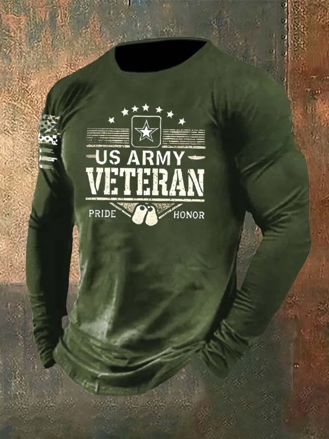Men's Veterans Day  Pride Veteran Pattern Long Sleeve T-Shirt