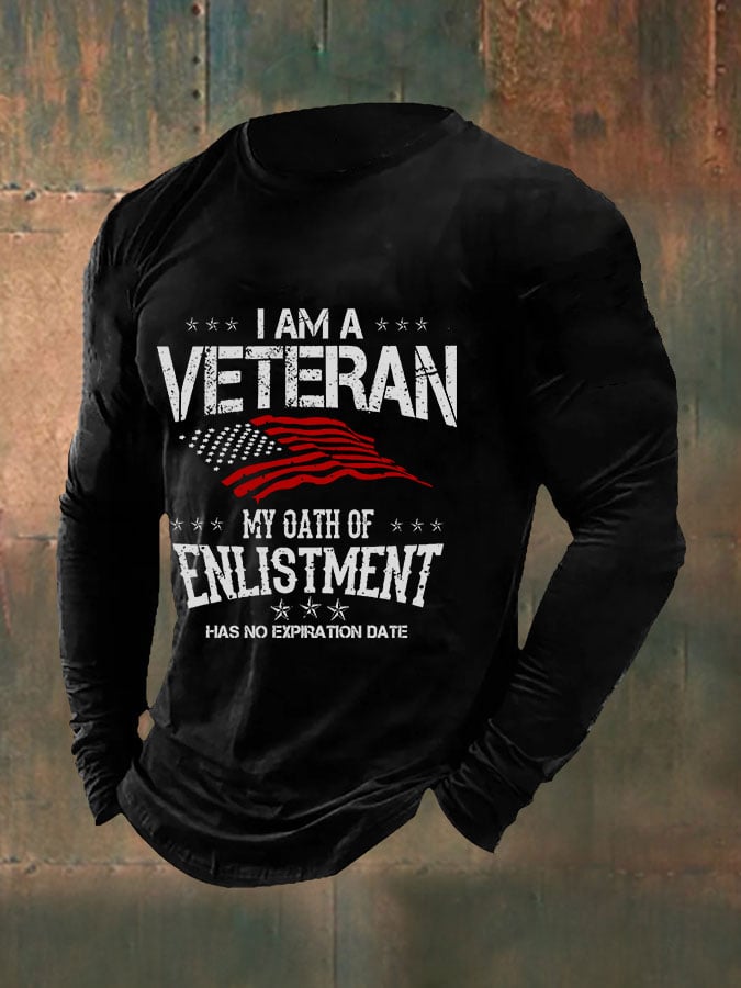 Men's 'My Oath of Enlistment Has No Expiration Date' Printed Long Sleeve T-Shirt