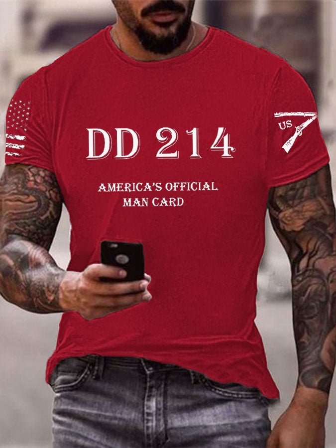 Men's DD214 America's Official Man Card Printed Casual T-Shirt