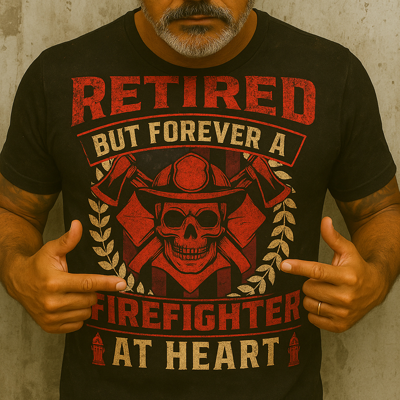 US Firefighter Graphic Print Casual T-Shirt