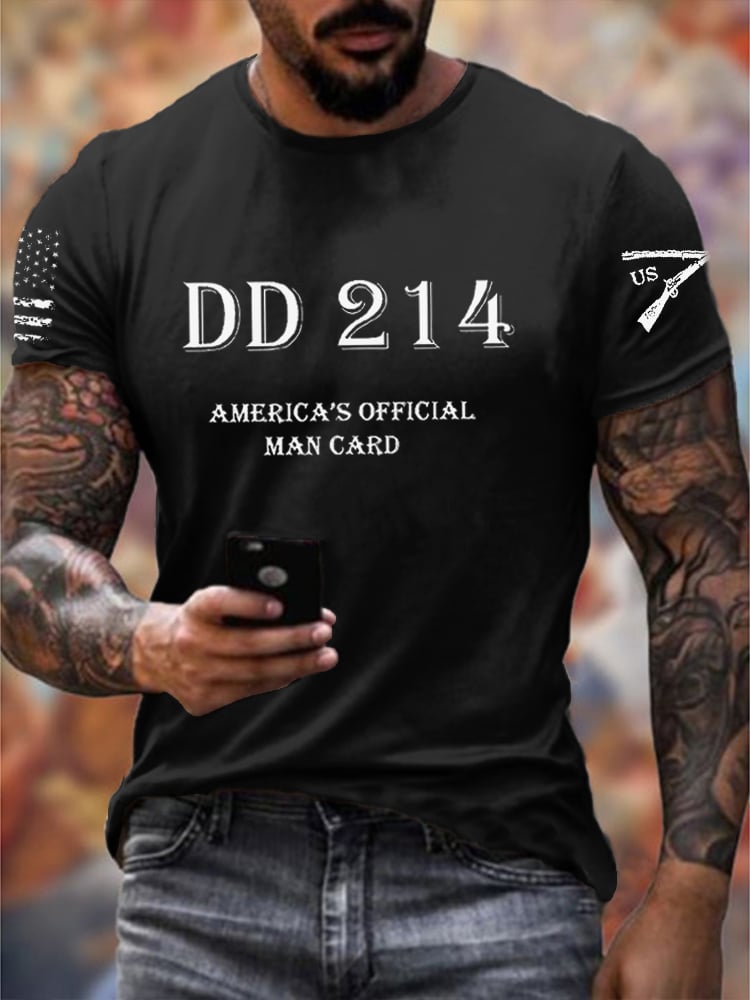 Men's DD214 America's Official Man Card Printed Casual T-Shirt