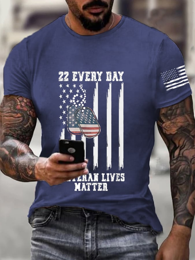 Men's 22 A Day Veteran Lives Matter Print T-Shirt