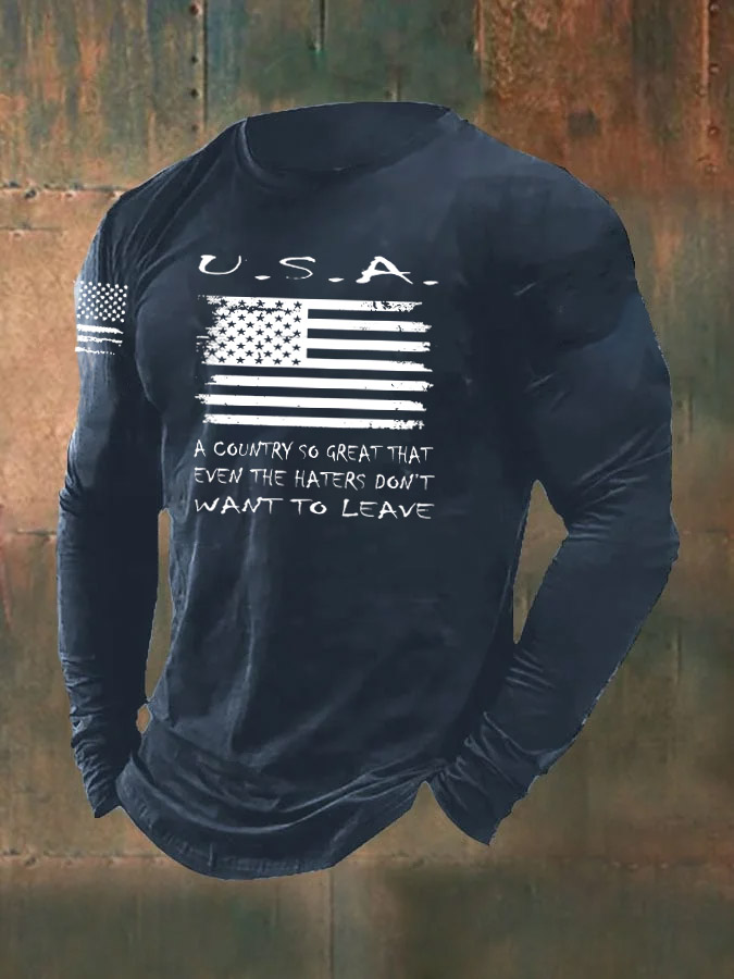 Men's USA Pattern Long Sleeve T-Shirt