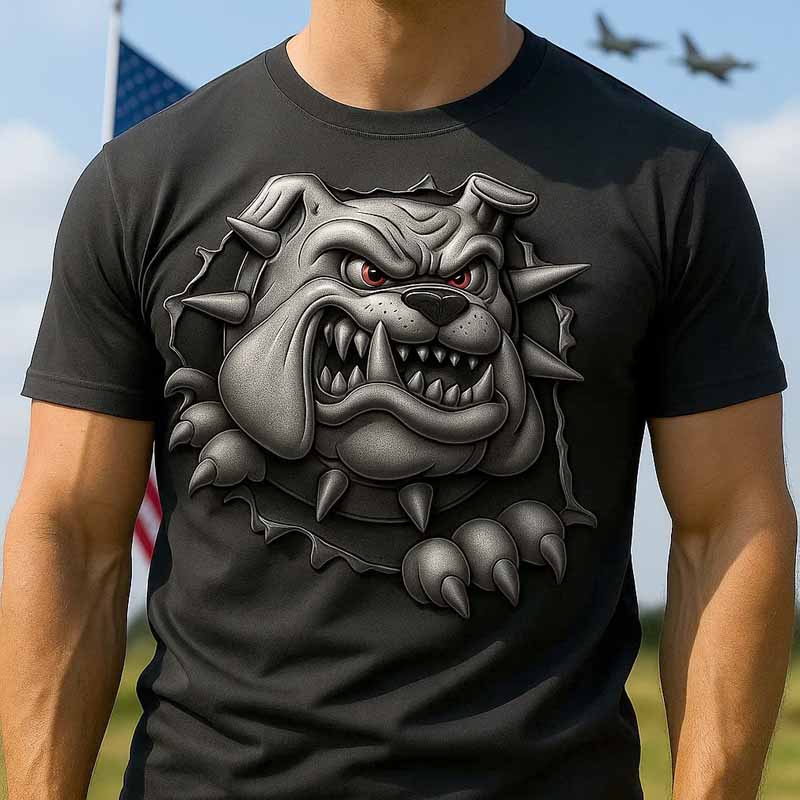 USMC 250th Anniversary Devil Dog Printed Casual Short Sleeve T-Shirt