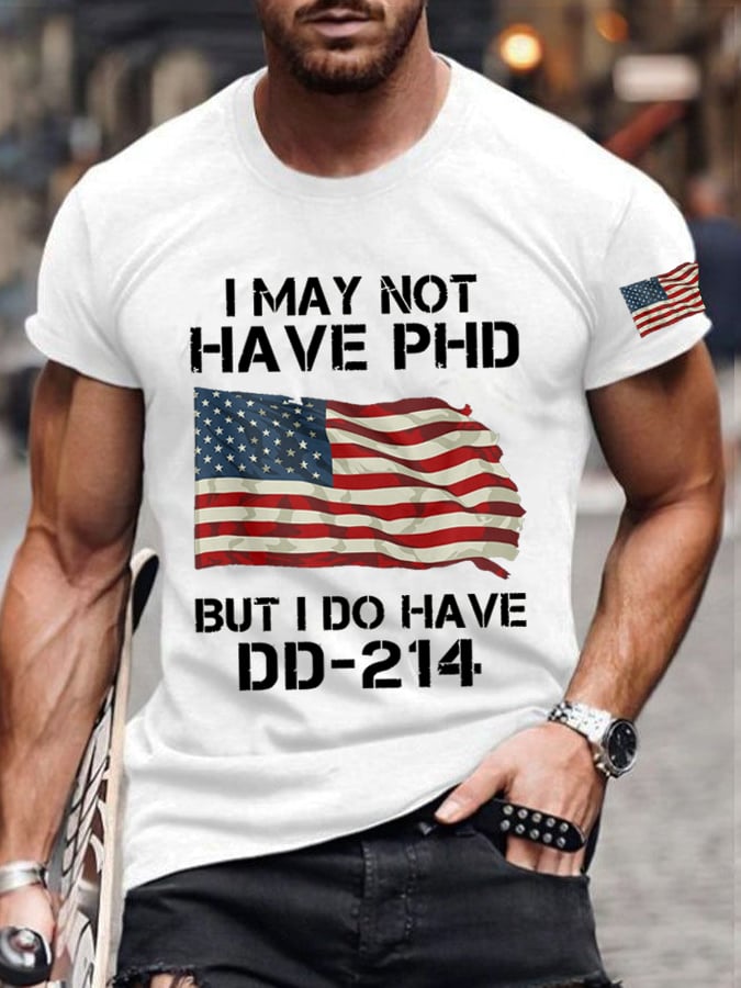 Men's Veteran Retro Print Casual T-Shirt