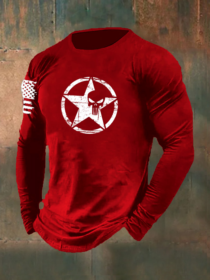 Men's Skull  Pattern Long Sleeve T-Shirt