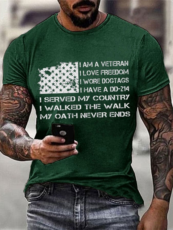Men's Veteran flag print T-shirt