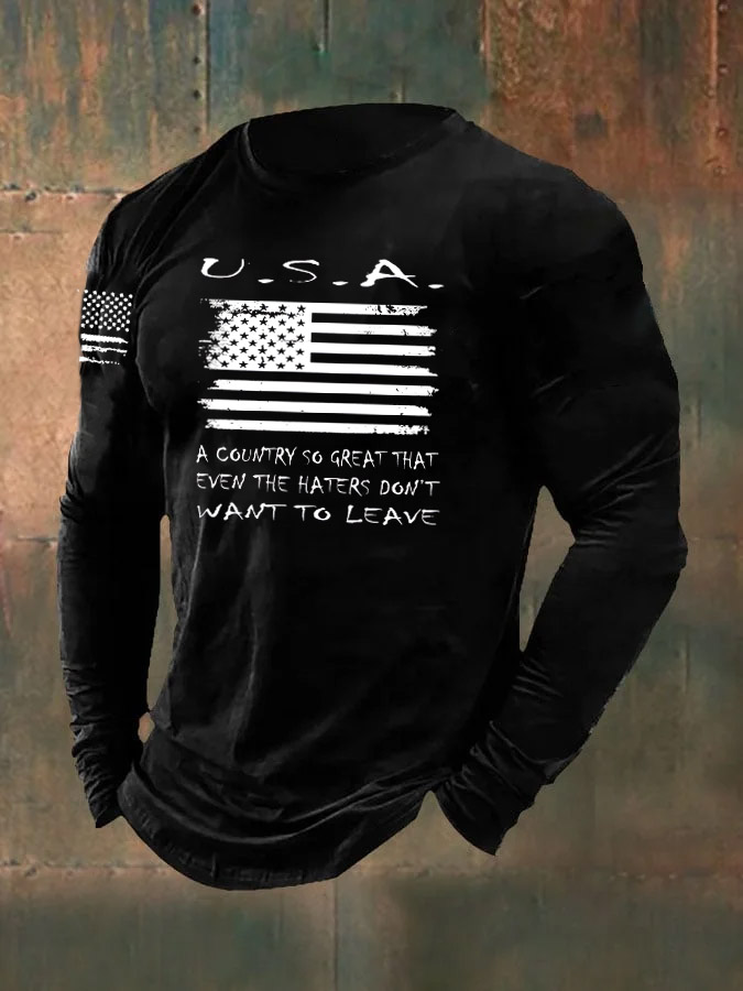 Men's USA Pattern Long Sleeve T-Shirt