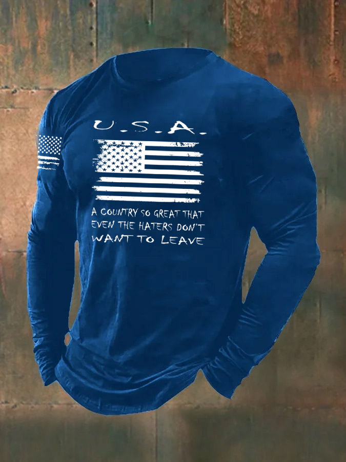 Men's USA Pattern Long Sleeve T-Shirt