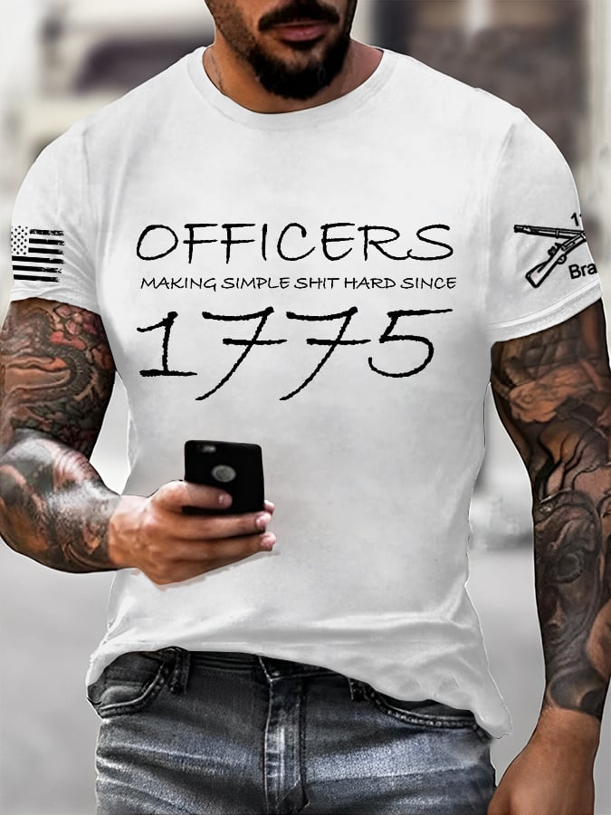 Men's Veteran Retro Print Casual T-Shirt