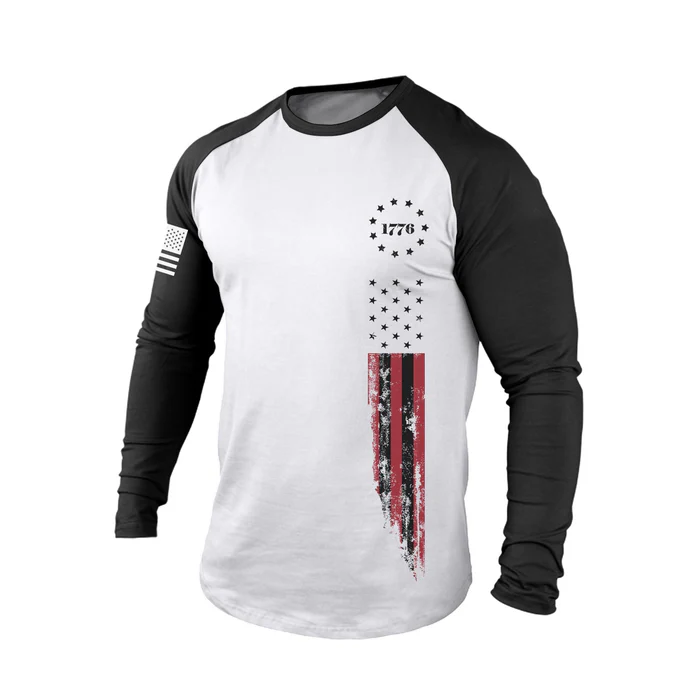 1776 American Flag Raglan Graphic Long Sleeve T-Shirt
