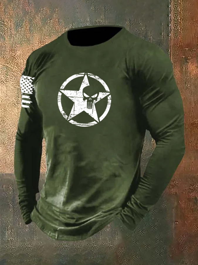 Men's Skull  Pattern Long Sleeve T-Shirt