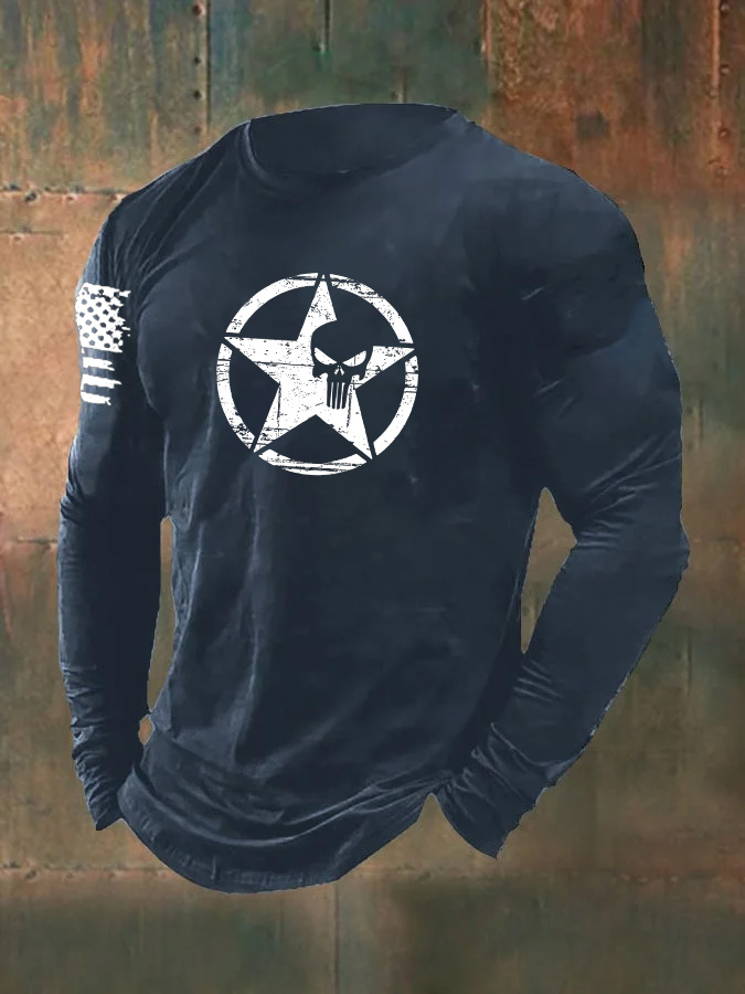 Men's Skull  Pattern Long Sleeve T-Shirt