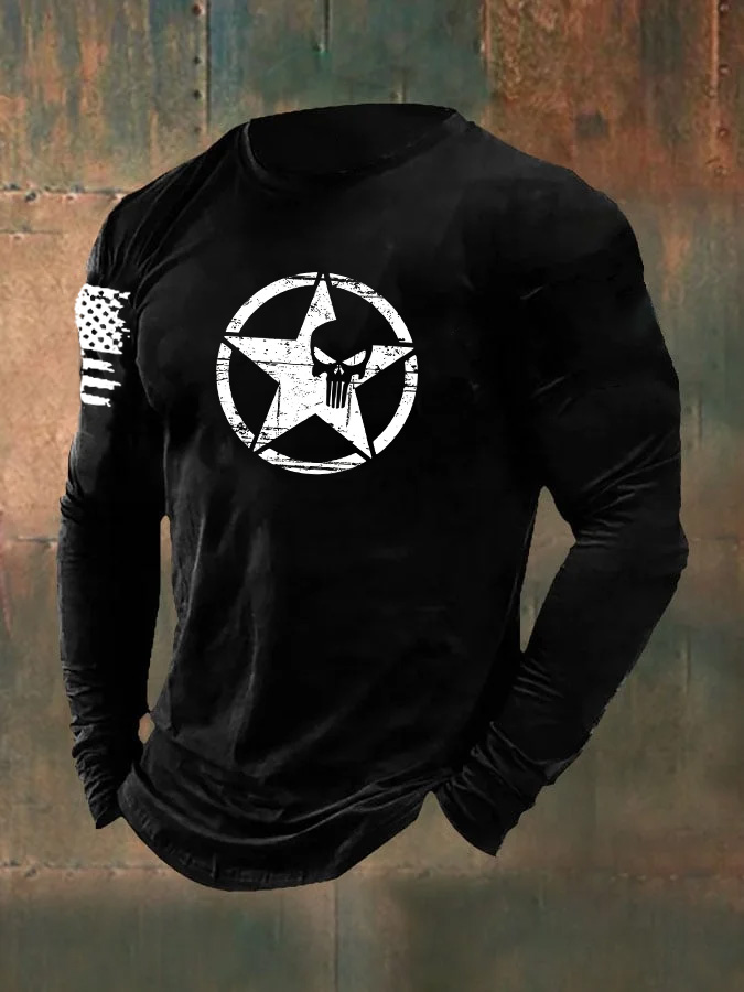 Men's Skull  Pattern Long Sleeve T-Shirt