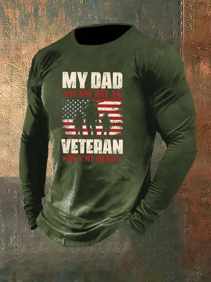 Men's  American Flag My Dad Hreo Pattern Long Sleeve T-Shirt