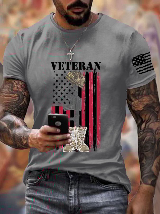 Men's Veteran Casual Round Neck T-Shirt