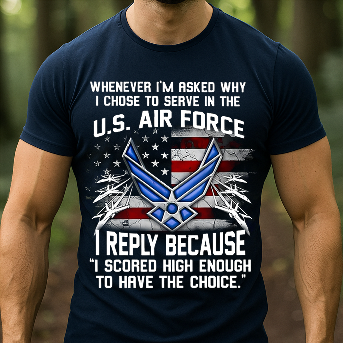 US Air Force T-Shirt for Men – American Flag & Air Force Logo Graphic Tee