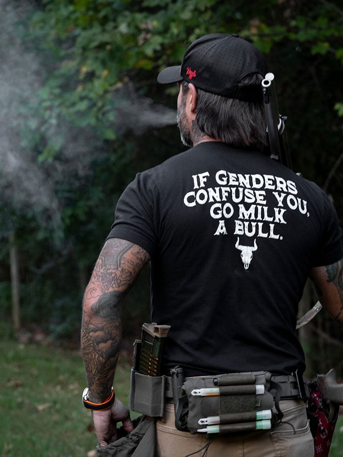 Men's  If Genders Confuse You, Go Milk a Bull Veterans Day Printed T-Shirt