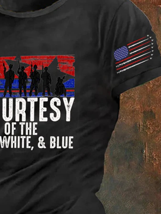 Men's round neck T-shirt with star and lettering print