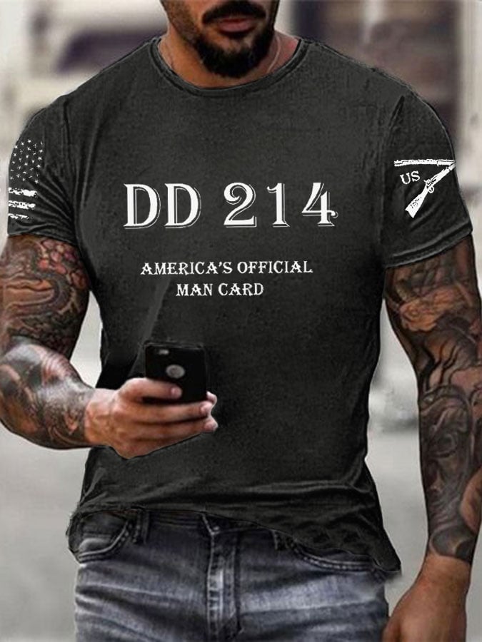 Men's DD214 America's Official Man Card Printed Casual T-Shirt