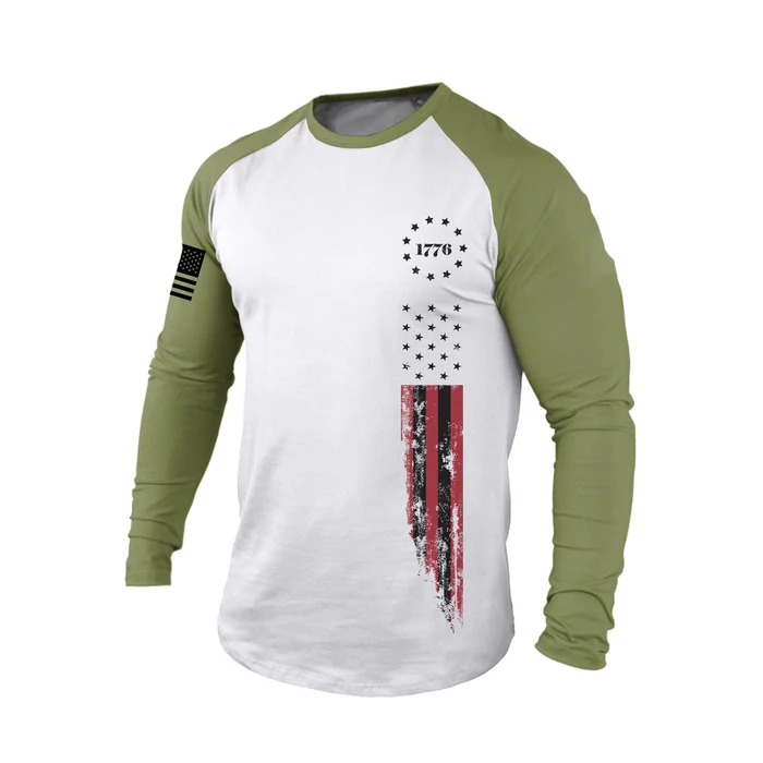 1776 American Flag Raglan Graphic Long Sleeve T-Shirt
