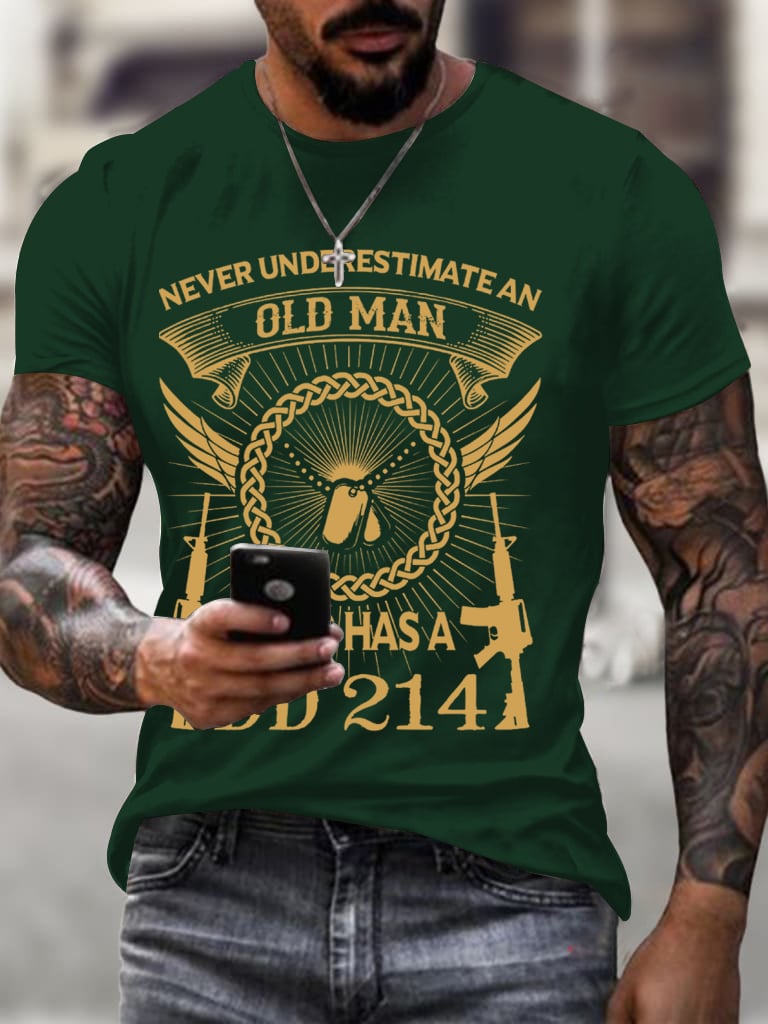 Men's DD-214 Veterans Day Printed Casual Short Sleeve T-Shirt