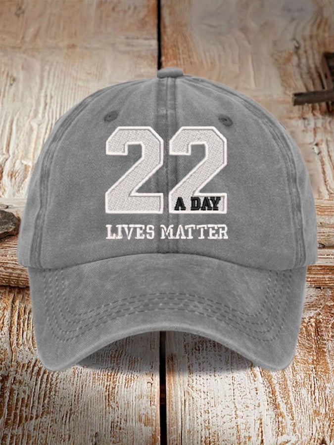 22 Days Lives Matter Veterans Suicide Awareness Print Baseball Cap