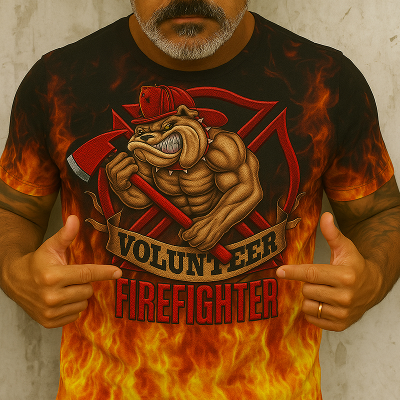 US Firefighter Graphic Print Casual T-Shirt
