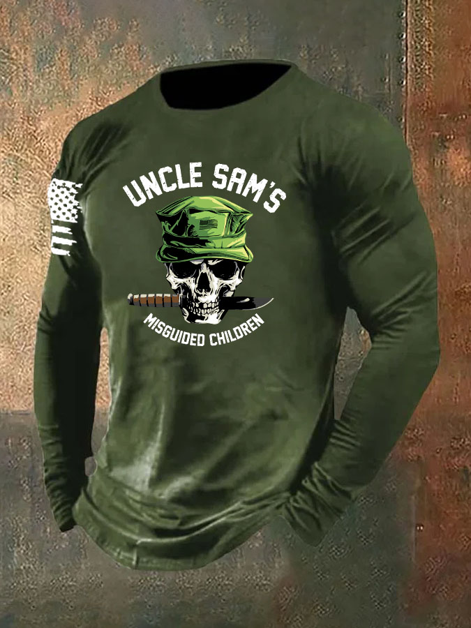 Men's Funny Skull Pattern Long Sleeve T-Shirt