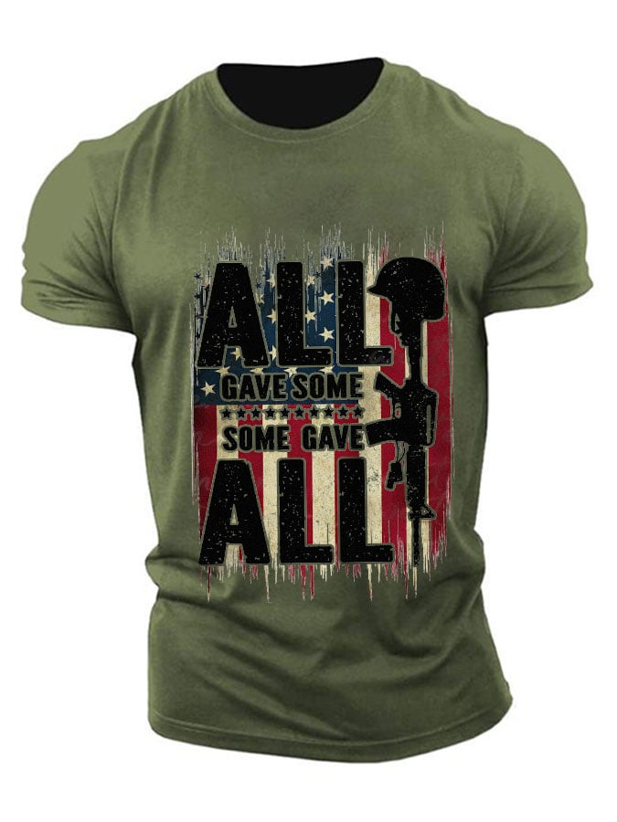 Men's 'All Gave Some, Some Gave All' Print Loose Fit T-Shirt