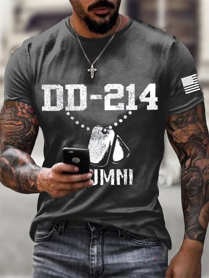 Men's Retro Dd-214 Veteran Print T-Shirt
